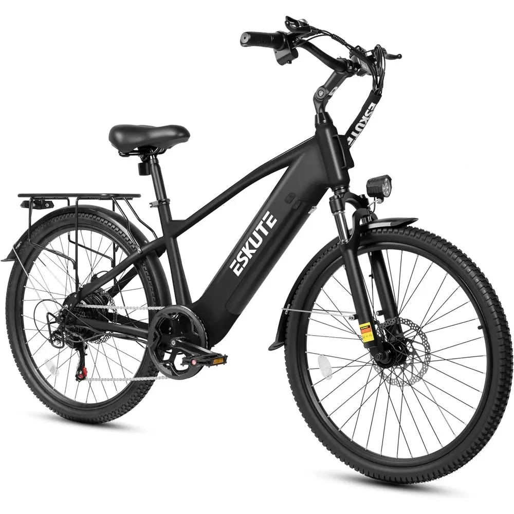 

70-Mile Range 840W Removable Battery Adult Electric Bike, 28MPH, 7-Speed, 26'' Tires, Adjustable Stem