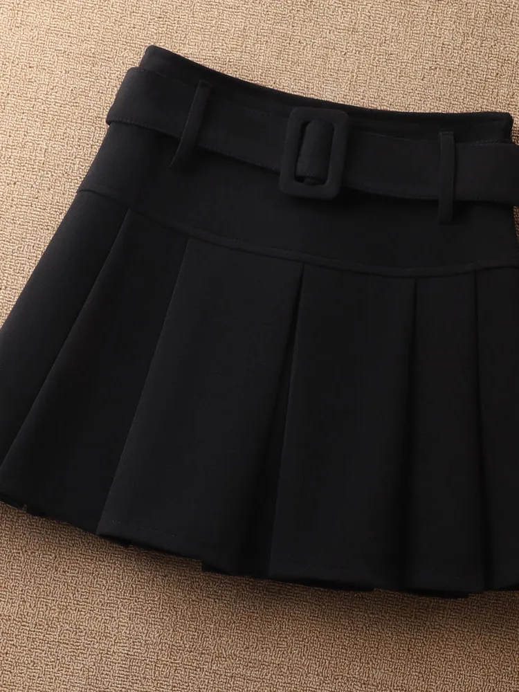 High Waist A-Line  Skirt Women's Spring Autumn 2025 New Style Woolen Pleated Anti-Light Short Skirt Puffy Umbrella Skirt