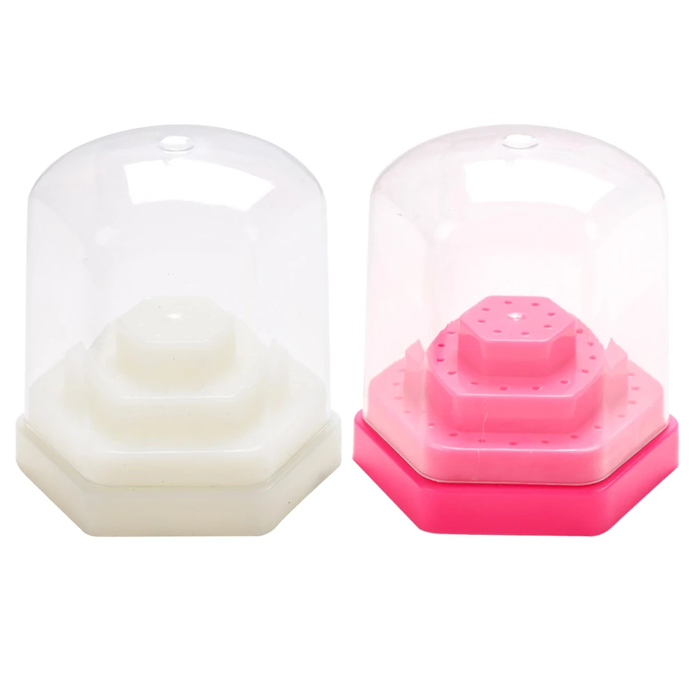

2pcs 48-Hole Nail Drill Bits Storage Box Transparent Dustproof Organizer For Grinding Heads Manicure Stand Lightweight Durable