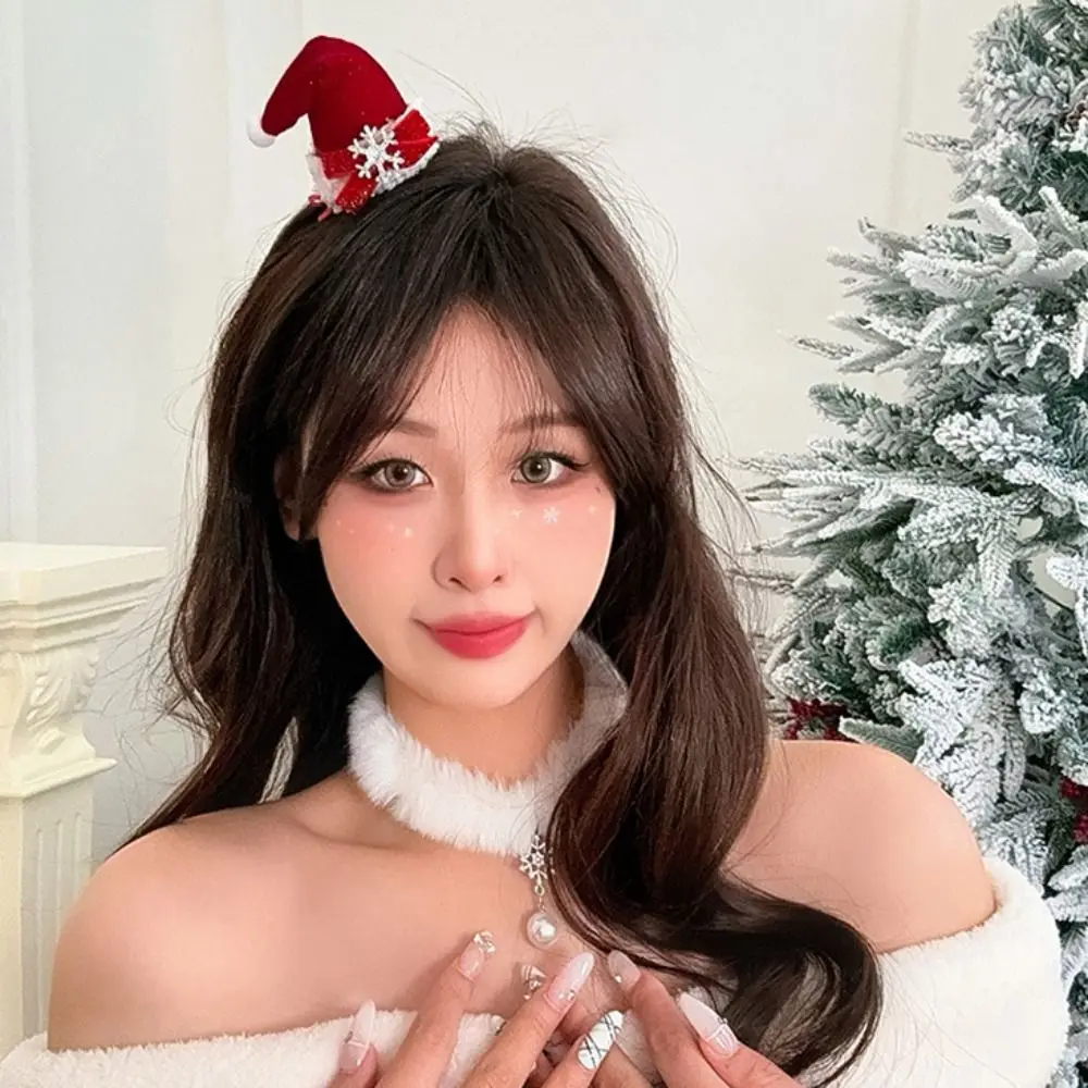 Merry Christmas Decor Christmas Hat Hairpin Bowknot Sequin Children Deer antler Hair Clip Snowflake Gifts