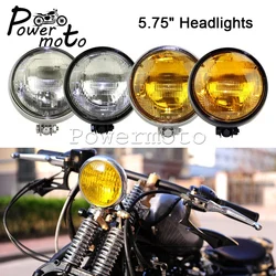 Motorcycle Retro Bates Style 5.75 Inch Headlight Front Headlamp For Harley Bobber Chopper Cafe Racer Custom High/Low Beam Lights