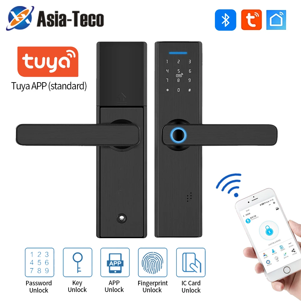 

BluetoothTuya Electric Intelligent Lock With App/Biometric Fingerprint / Proximity Card/Temporary Passcode/Password/Key Unlock