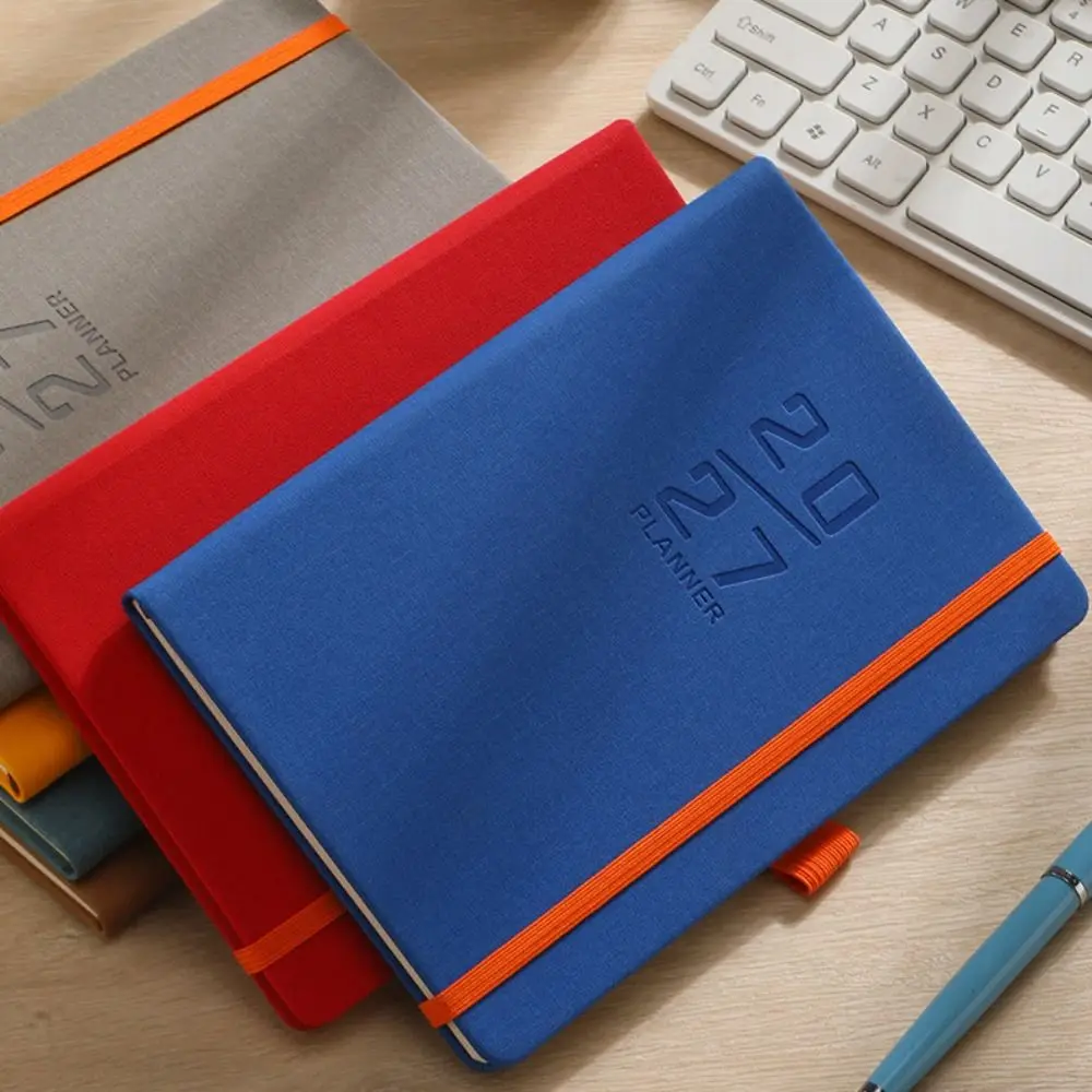 English 2027 Schedule Planner Notepad Wear-resistant 12 Months A5 Agenda Planning Notebook Thick Paper Efficiency