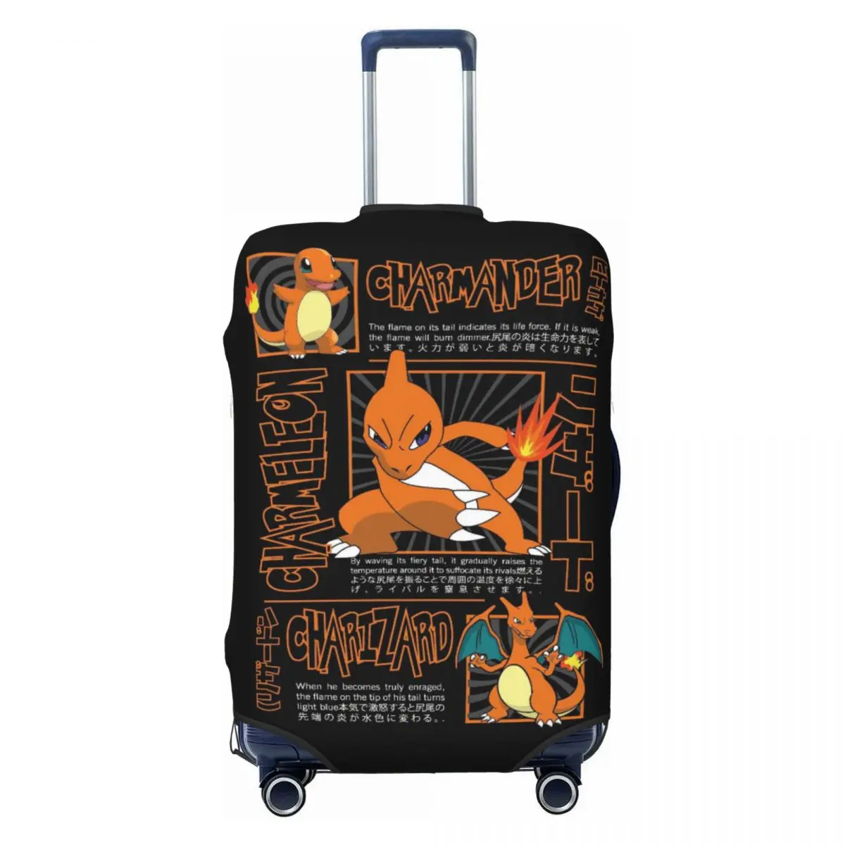 Pokemon Charmander Evolucion Funda para maleta Vuelo Estuche de equipaje elástico Protección de viaje