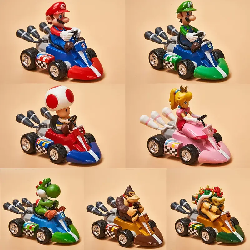 

Anime Super Mario Pull Back Motorcycle Kart Cute Cartoon Mario Luigi Yoshi Dragon Motorcycle Model Ornament Children's Toy Gift