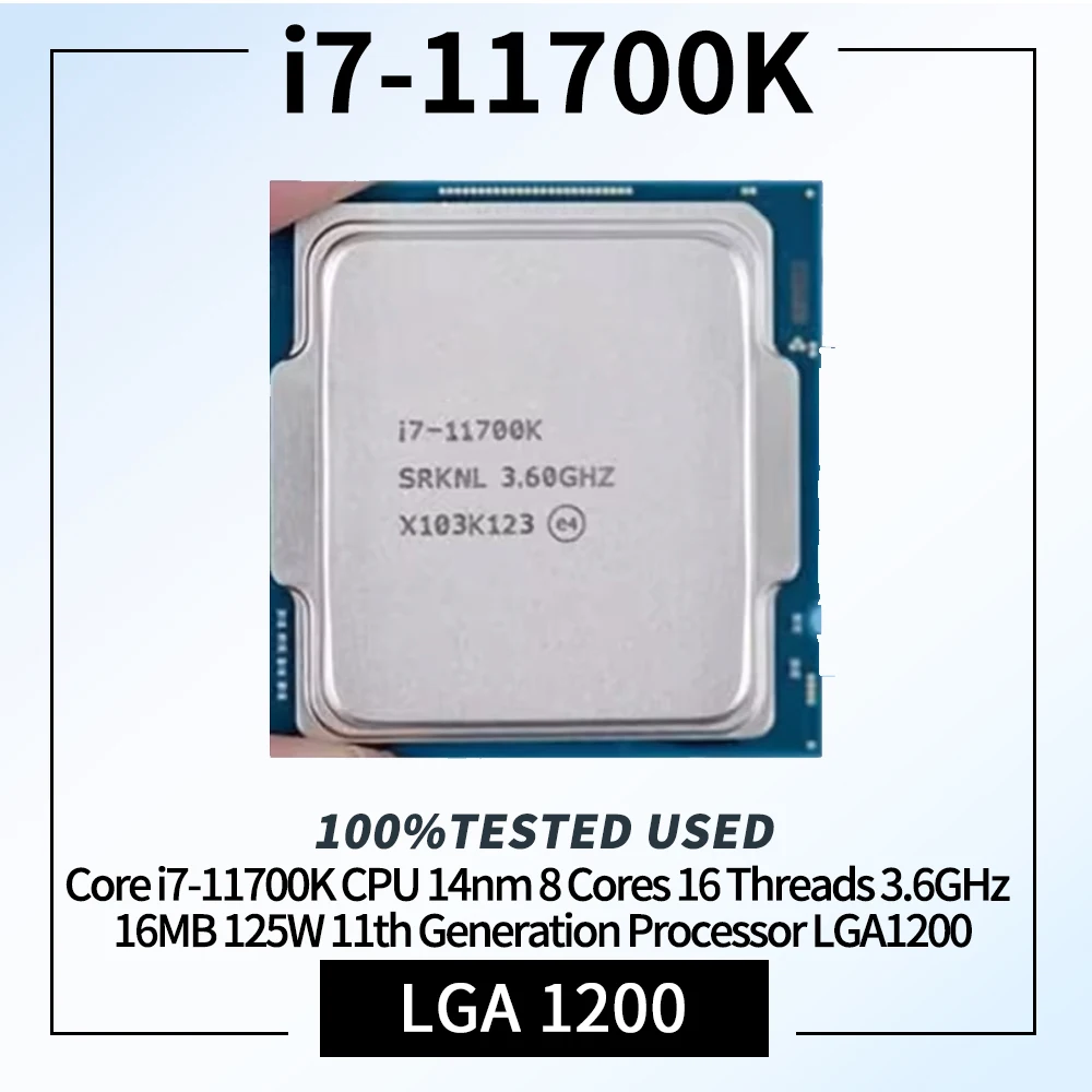 Core i7-11700K CPU 14nm 8 Cores 16 Threads 3.6GHz 16MB 125W 11th Generation Processor LGA1200 for Z490 motherboard i7 11700K CPU