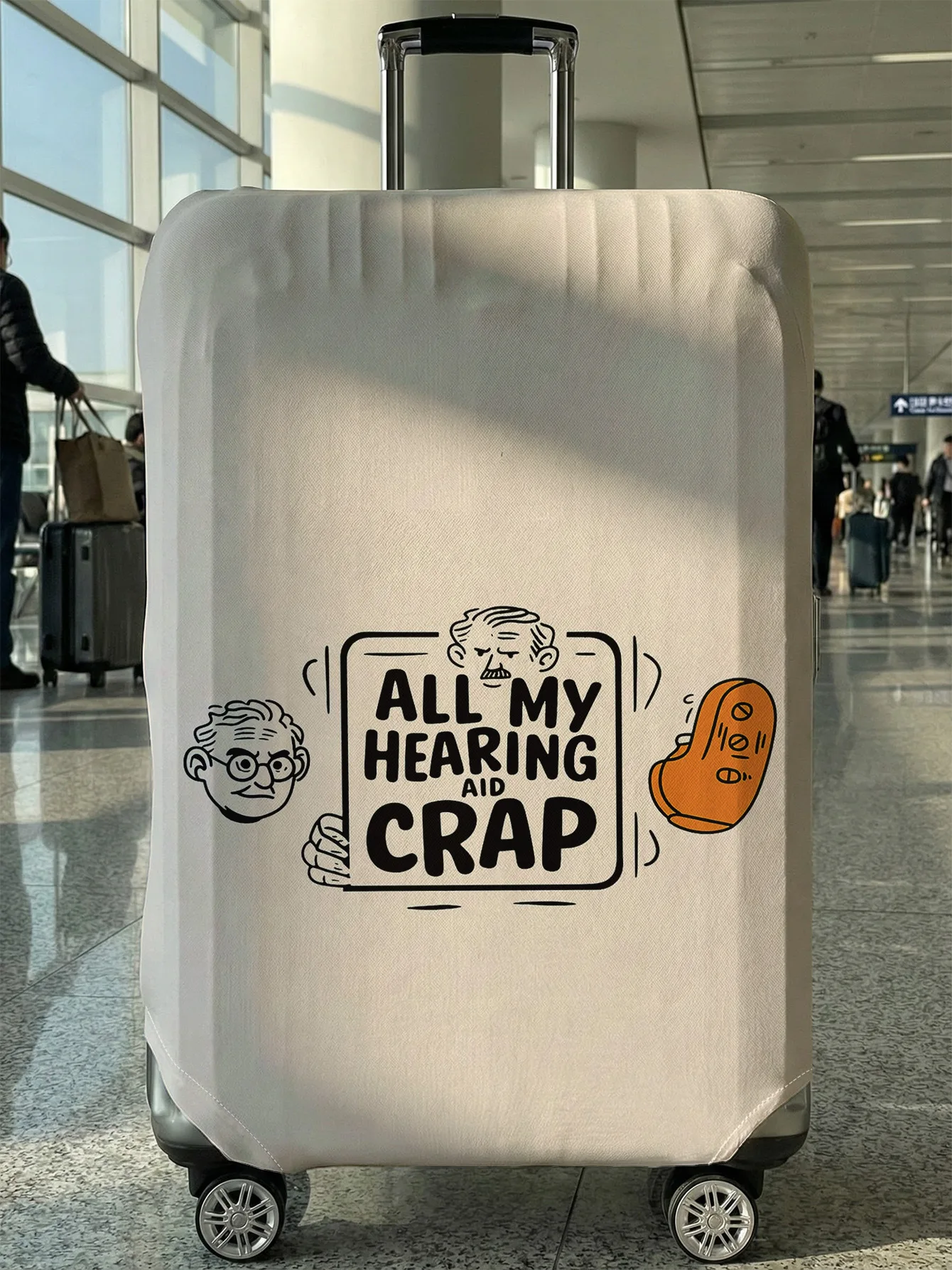 

Забавный чехол для багажа с принтом-цитатой о слуховых аппаратах, подходит для чемоданов 18-32 дюймов, чехол-накладка на ручку чемодана, дорожные аксессуары