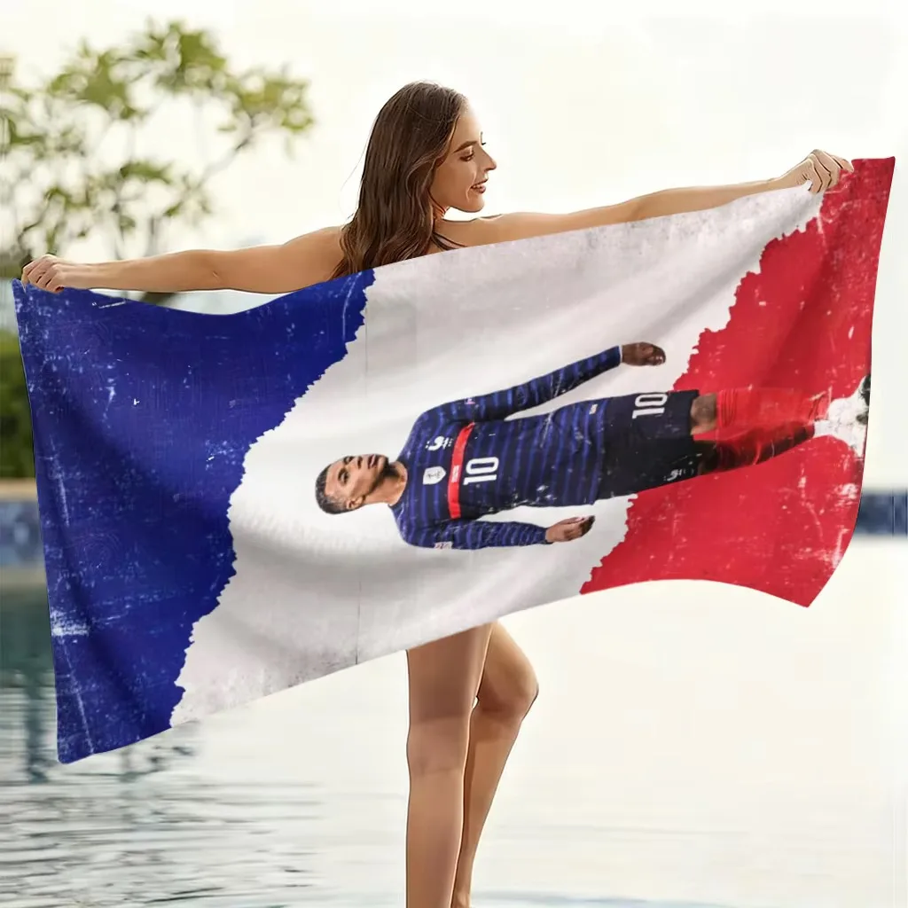 Mbappé France 10 Beach Towel Soccer Cup Quick Drying for Beach Yoga Pool Gym Sport Summer Gift for Friend