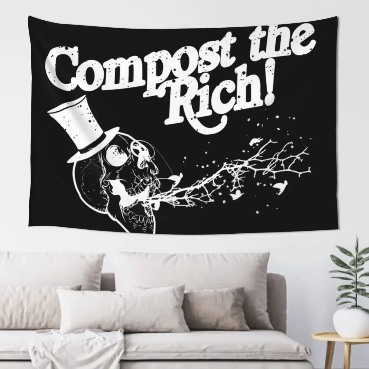 

Compost the Rich! - White Print Tapestry Home Decoration Christmas Decoration Bedroom Organization And Decoration Tapestry