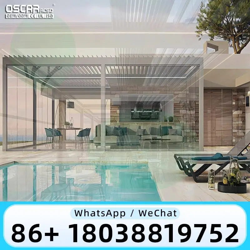 Fully Automatic Retractable Sliding Folding Waterproof Outdoor Aluminum Pergola for Terrace Roof Garden Patio Backyard Pergola
