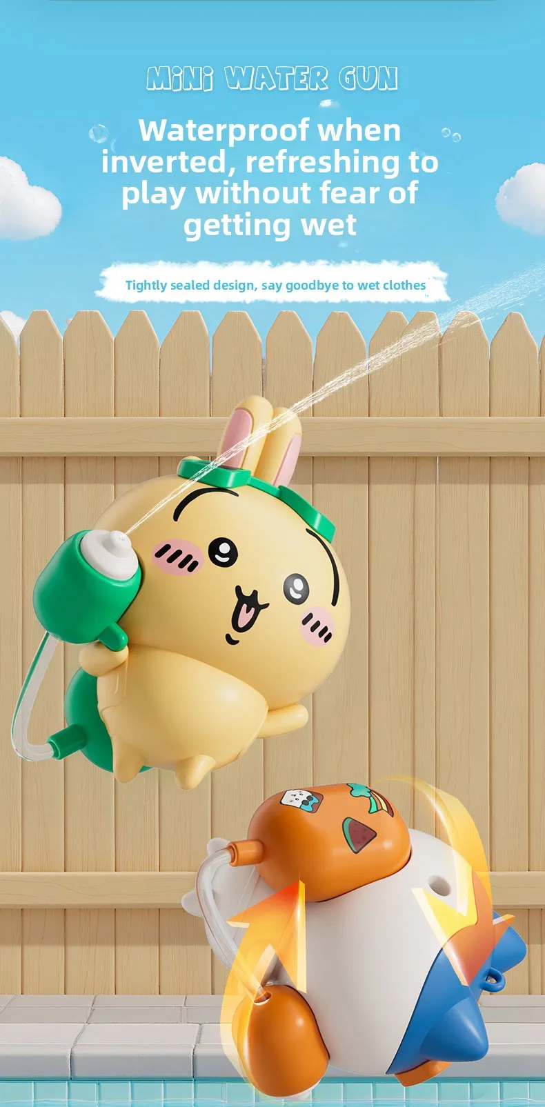 jiyi Wasserpistolen-Spielzeug-Schlüsselanhänger, süßer Usagi Hachiware Anhänger im Sommer-Design, Kawaii Sammler-Accessoire für Fans und Teenager – Detail 2
