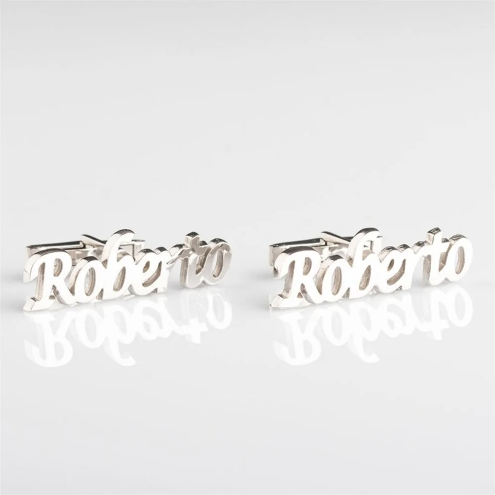 Personalized Custom Name Cufflinks for Men Stainless Steel Shirt Cuff Button Customize Wedding Jewelry for Groom Best Man Gifts