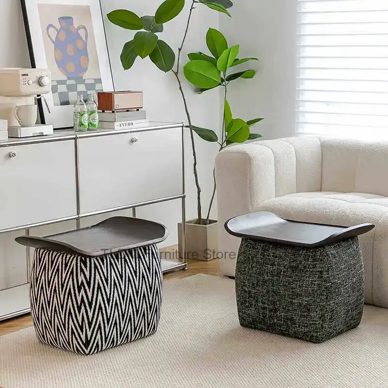 Creative Zigzag Pattern Fabric Cube Ottoman，Detachable Multifunctional Side Table Footrest Stool for Sofa Living Room Bedroom