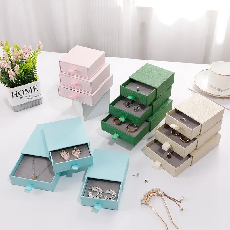 12/24pcs Carton Drawer Jewelry Boxes Earrings Rings Jewelry Packaging Case Necklace Bracelet Paper Jewellery Storage Organizer view 2