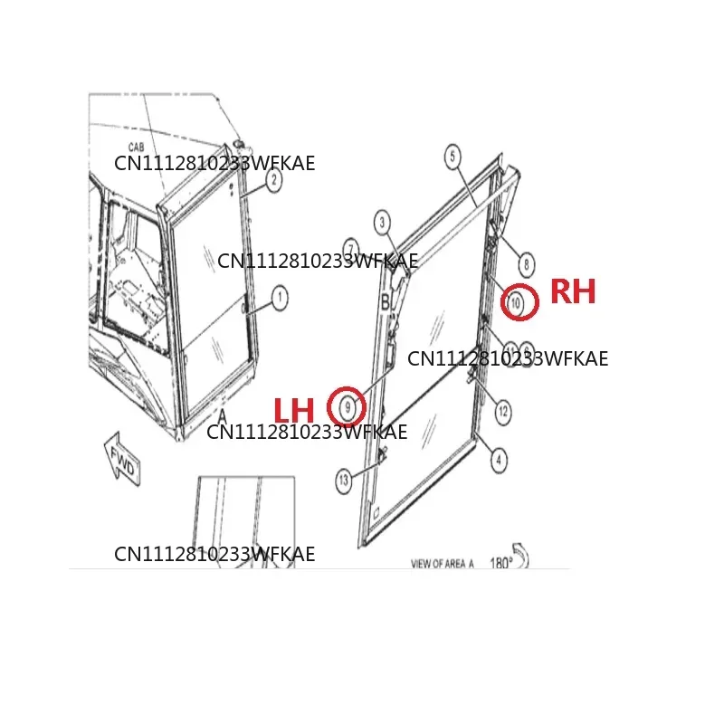 491-5034,491-5035,HANDLE lock WINDOW DOOR Caterpillar BACKHOE LOADER 426F2,416F2,420F2,430F2,415F2,416F2,430F2,440, 428F2,434