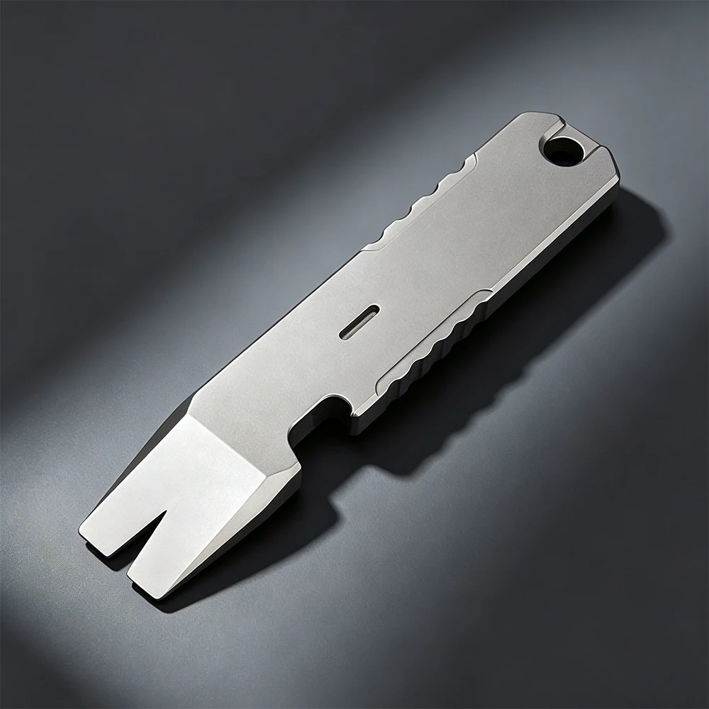 Premium Titanium Alloy EDC Multitool Keychain Pry Bar Bottle Opener, Flat & Phillips Screwdriver, Outdoor Camping Pocket Tool