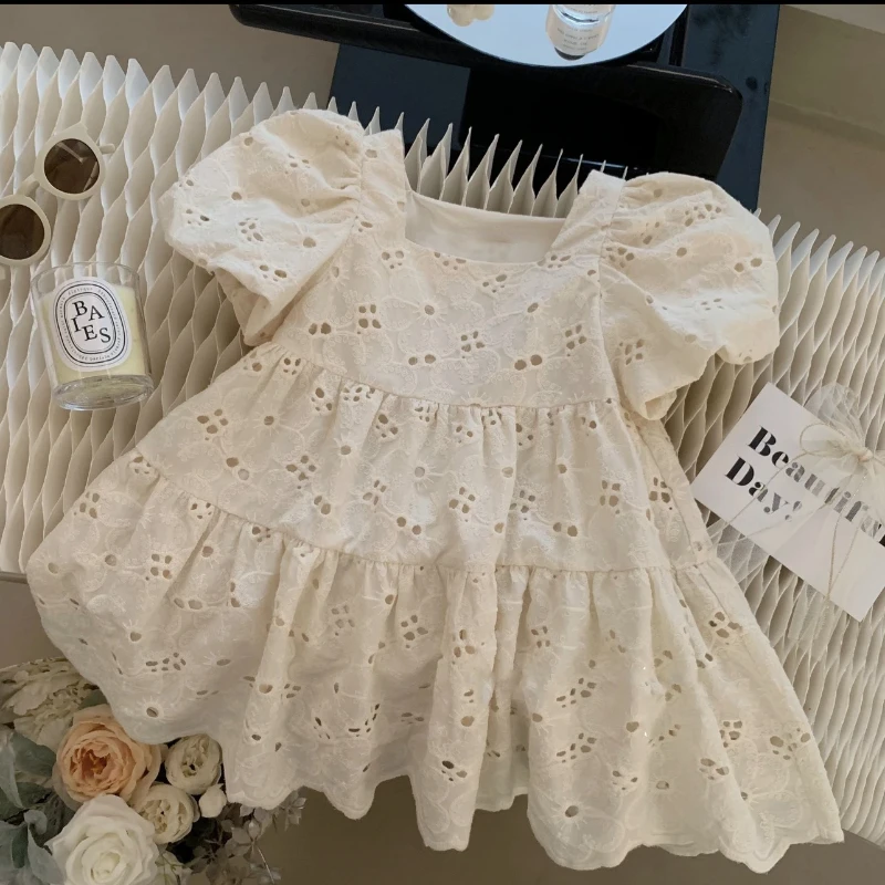 Mother Daughter Clothes Mom and Baby Girl Shor Sleeeve Dresses for Women Clothing Korean Children\'s Frock Matching Summer 2024