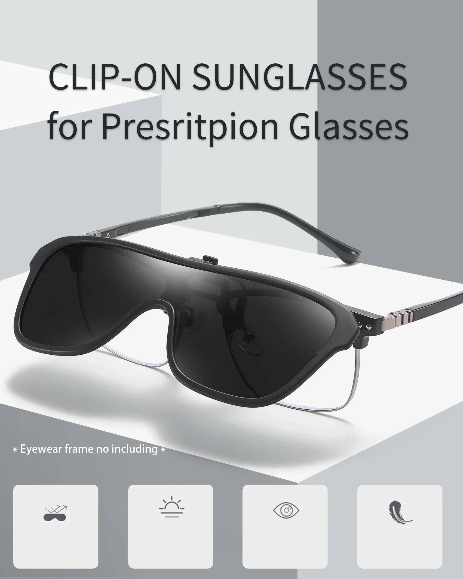 VEITHDIA Neuerscheinung Clip-On Klappbare Sonnenbrille Outdoor-Clip Polarisierte TAC UV400 Linse Schutzclip Geeignet für Brillen VXK1 – Detail 1