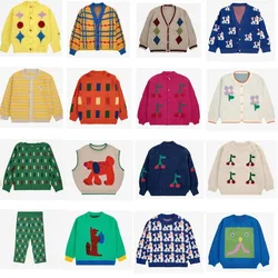 Children's Jumper 2024 Autumn New Fashion Casual Baby Round Neck Pullover Warm Knit Sweater Boys and Girls Wool Cardigan Jacket