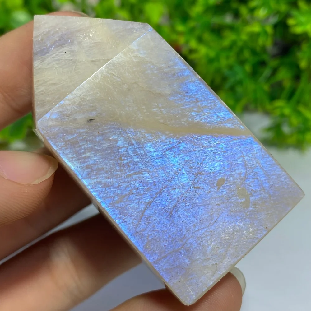 Rainbow Moonstone Gem High-Quality Natural Crystal White Flashing Shiny Healing Energy Stone for Home Decoration Small Size
