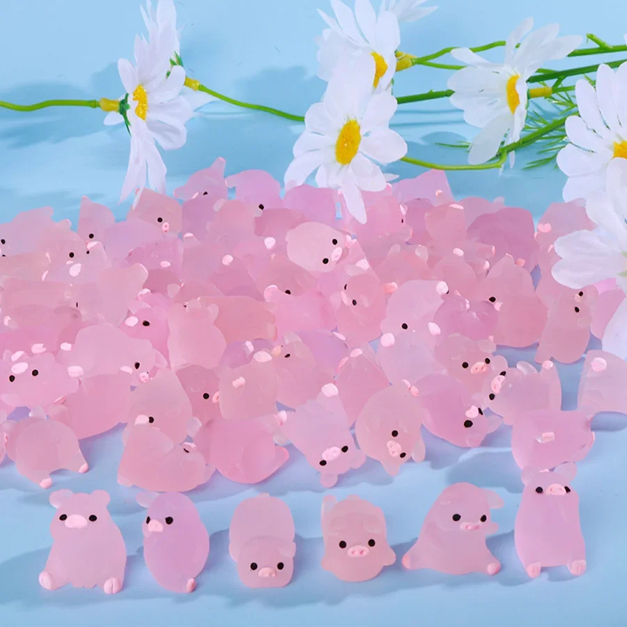 Luminous Pink Pig Craft Set - Creative ABS Mini Pig Decoration for DIY Home And Motorcycle Customization