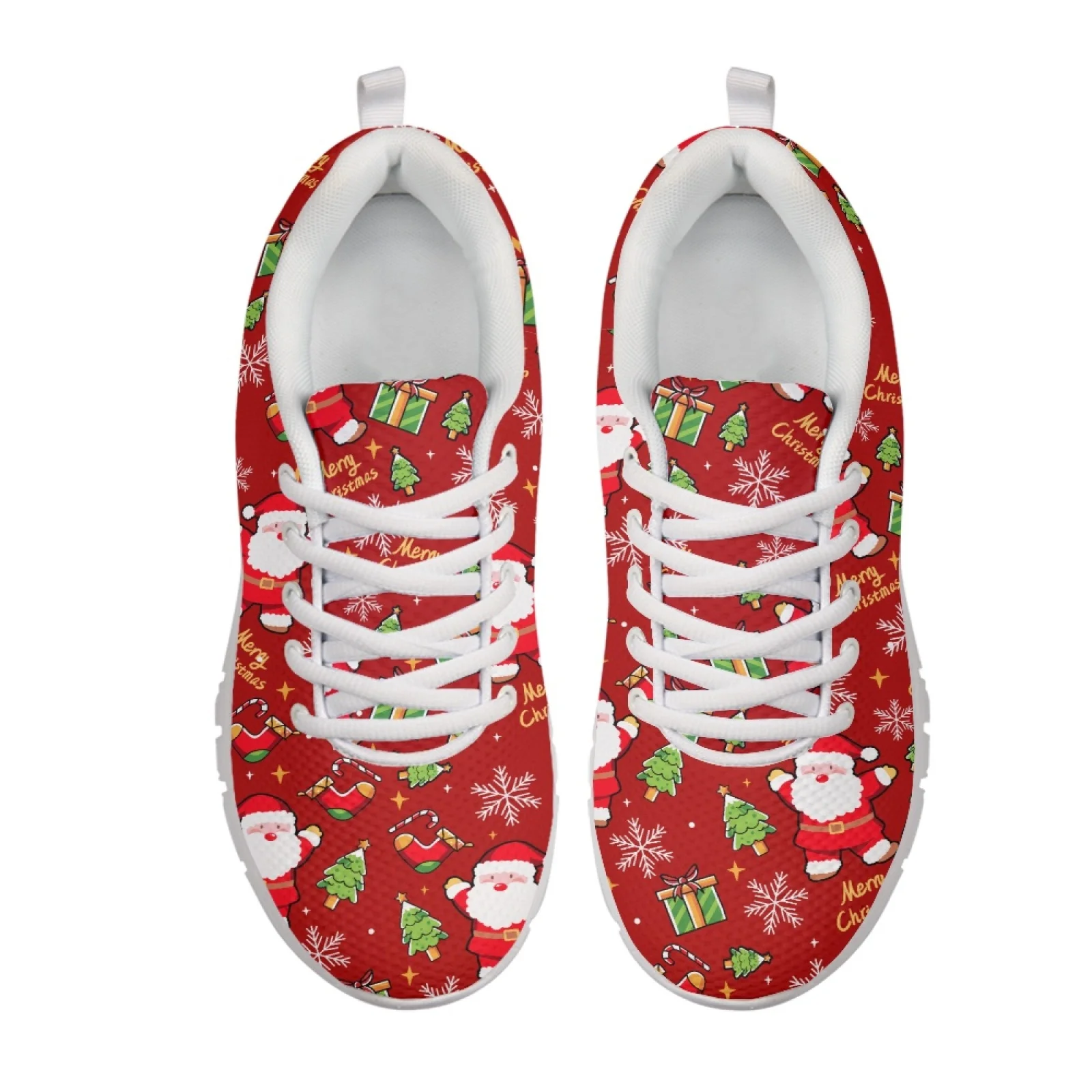 Coloranimal Christmas Santa Fashion 2026 Sports Tennis Shoes Mesh Running Sneakers Lace-up Walking Sneakers for Mens