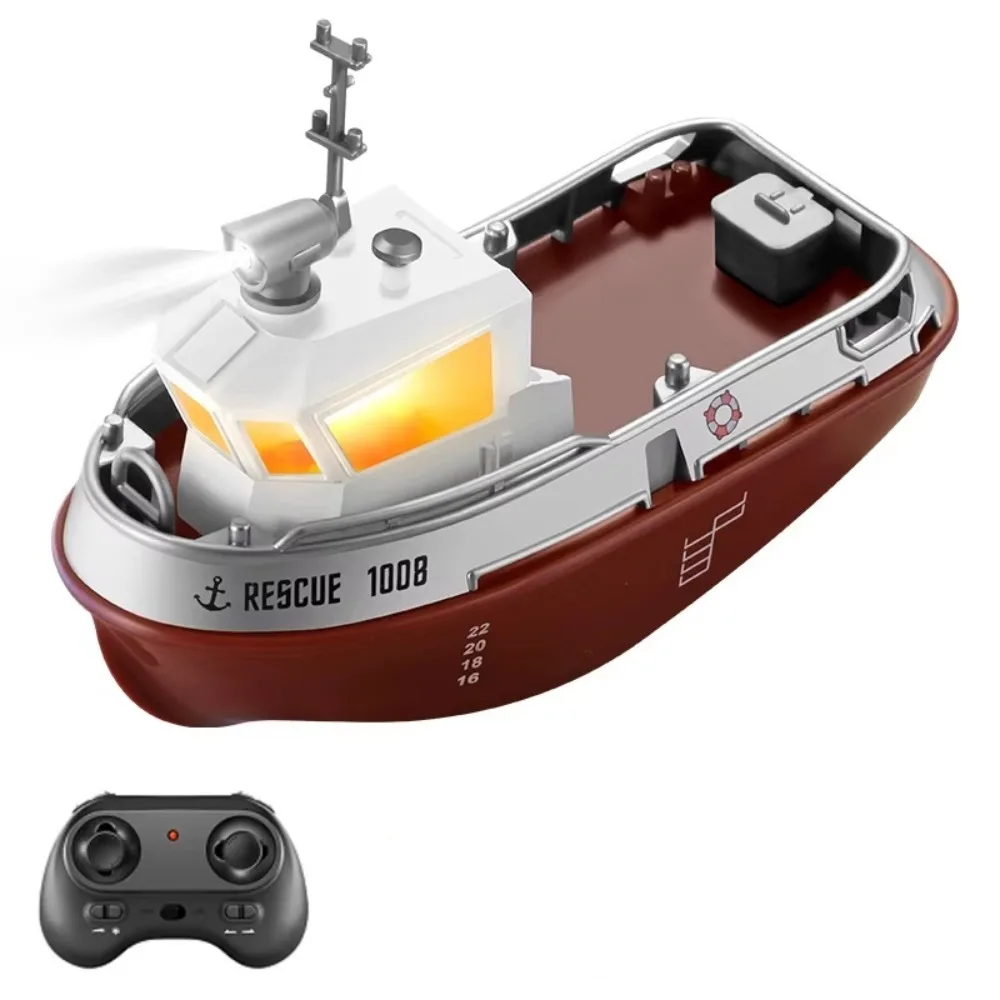 

Powerful 1:32 Scale RC Tugboat Dual Motors LED Light Remote Control Ship Model Electric Watercraft Mini RC Boat Boys Girls