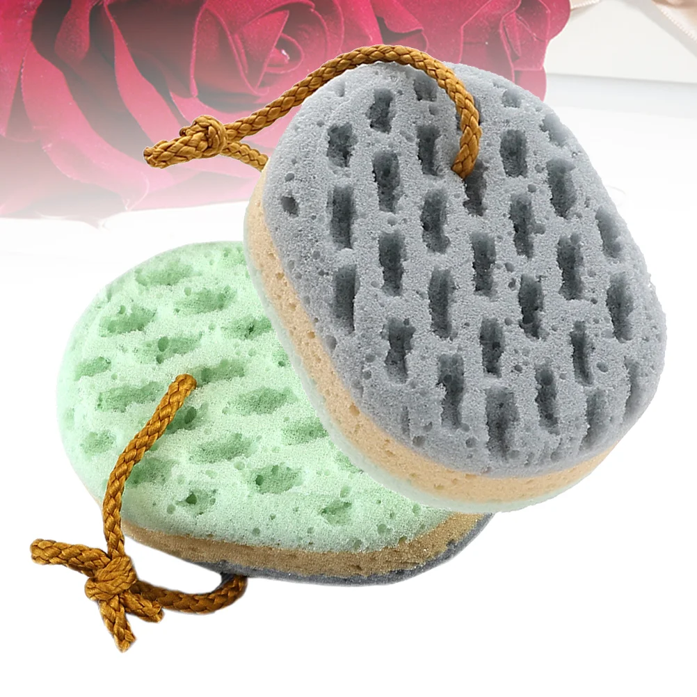 2PCS Bath Sponge Exfoliator Skin-Friendly Shower Sponges Scrubbers Bathing Tools for Bathroom