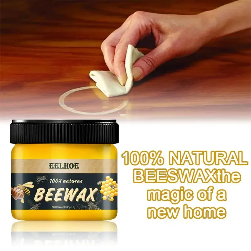 80g Wood Care Wax Solid Wood Furniture Polishing Seasoning Beeswax Polisher Waterproof Furniture Care Maintenance Beeswax