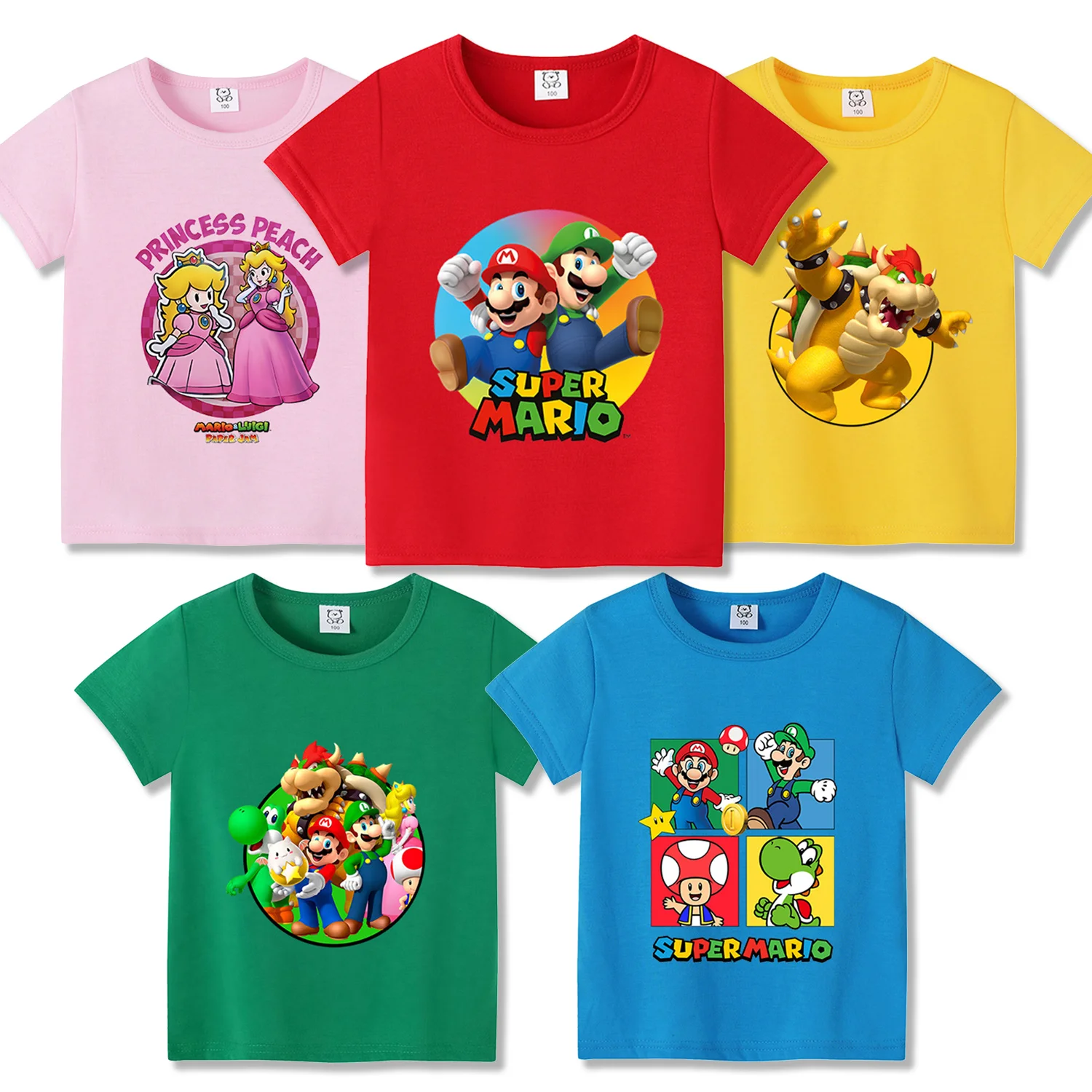 Super Marios Bros Cartoon T-shirt for Kids Cotton Soft Tee Children Tops Colorful Clothing Anime Printed Clothes Boys Girls Gift