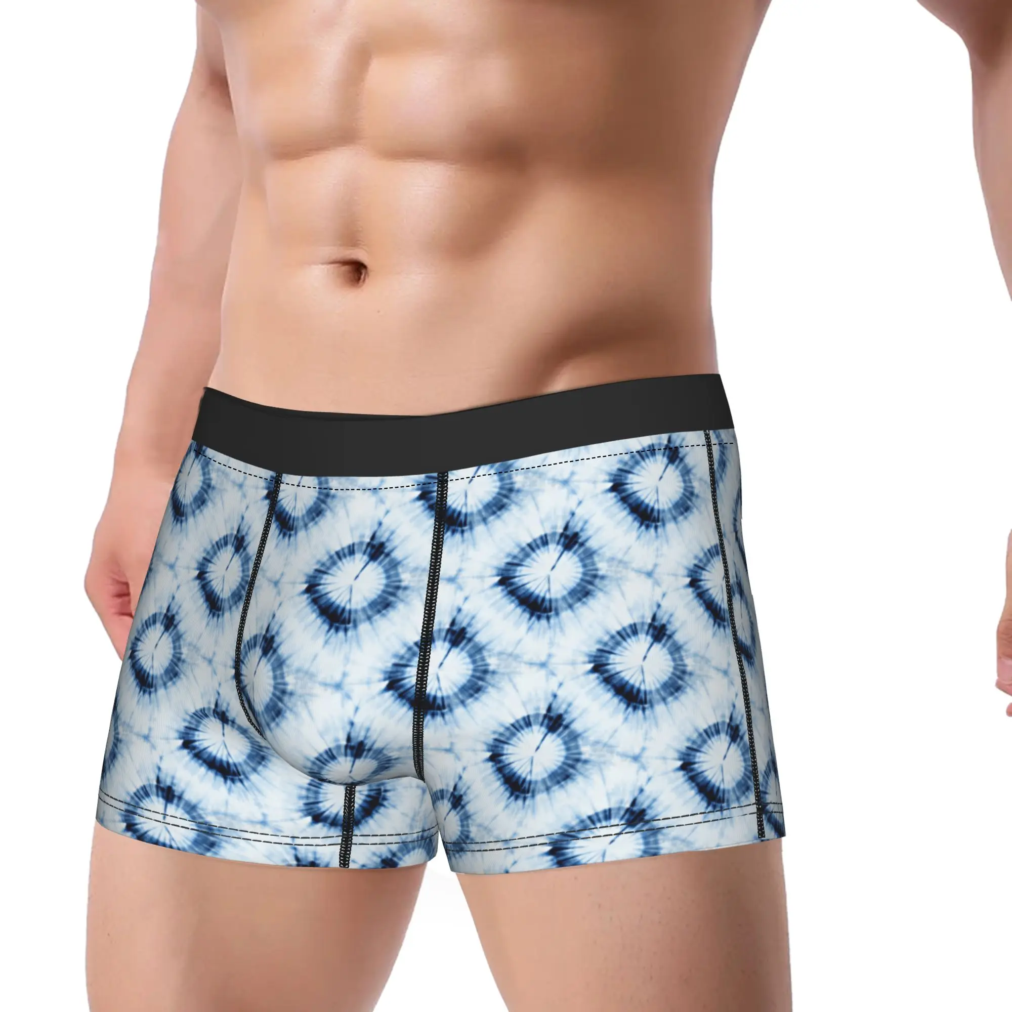 Seamless tie dye pattern of indigo color Underwear  Custom Boxershorts Hot Sale Male Underpants Funny Boxer Brief Birthday Gift