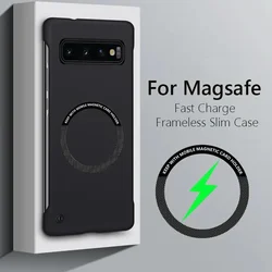 Frameless Magnetic For Slim Phone Case Cover For Samsung Galaxy S10 Plus Wireless Charging Hard Back Cover Cases