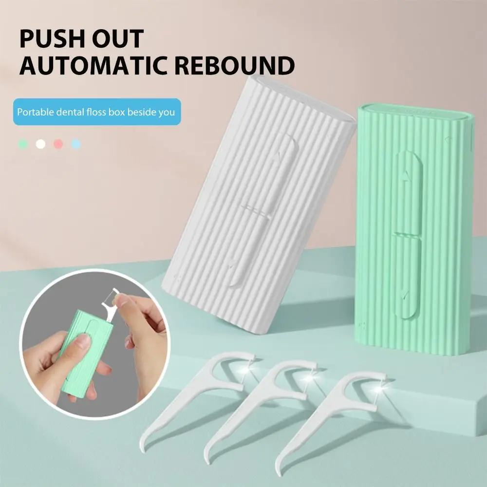 

Dental Floss Container Family Travel Toothpick Teeth Floss Storage Box Automatic Case Teeth Flosser Stick Floss Pick Dispenser