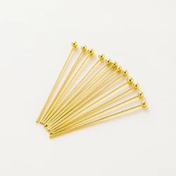 100Pcs 16-50mm 14K/18K Gold Color Plated Brass Ball Head Pins Earrings Connectors for DIY Jewelry Making Findings Accessories