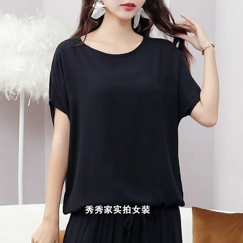 Women's O-Neck Short Sleeve T-Shirt, Loose Tops, Casual, Simplicity, All-match, Temperament, Summer, Lady Clothes, Fashion