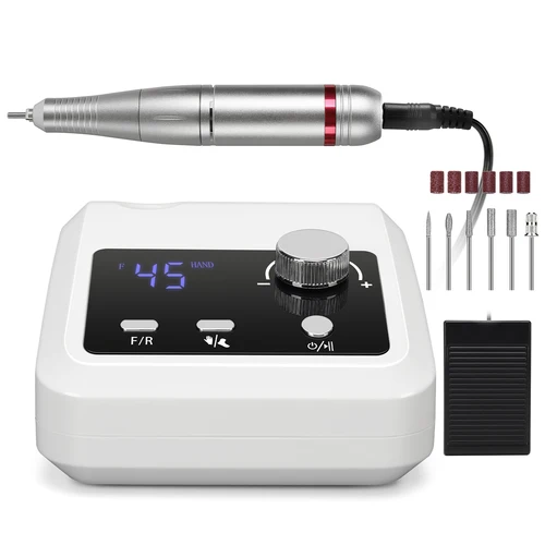 Taladro eléctrico para uñas de 45000 RPM, lima eléctrica con pantalla HD, pluma de manicura de Metal, lijadora de torno profesional para uñas
