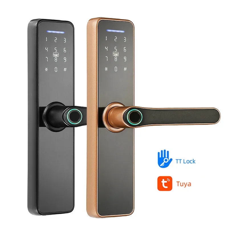 Electronic Tuya Smart Door Lock One Grip Open Indoor Door Fingerprint Wooden Door Password Lock