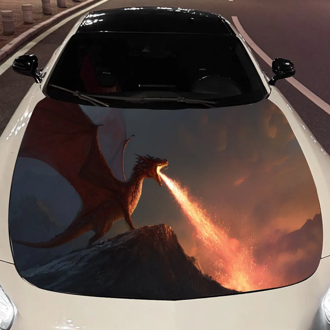 

Огнедышащий западный дракон, виниловые наклейки на капот автомобиля, защитная наклейка для поверхности автомобиля, украшение автомобиля, виниловые наклейки, водонепроницаемые S