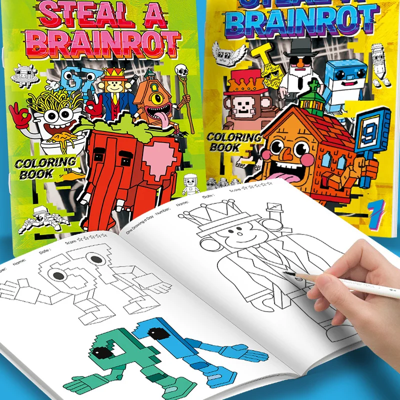 Steal a Brainrot Coloring Books Sketchbook School Colors Painting Art Supplies 67 House 9 Job Drawing Books Gifts Set Girl Toys