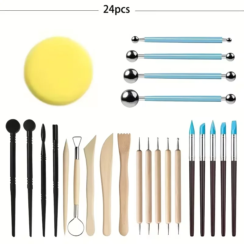 Set of 24 Tools for Sculpting with Clay, Perfect for Projects Involving Soft And Oil-Based Clays