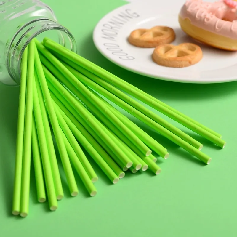 25PCS Solid Color Paper Straws Disposable Drinking Straws for Smoothie Milkshake Cocktail Birthday Party