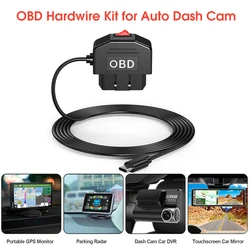 Dash Cam Hardwire Kit Buck Line OBD To USB Adapter Cable For Dashcam Mirror CarPlay Monitor DVR Charger 24 Hours Parking Monitor