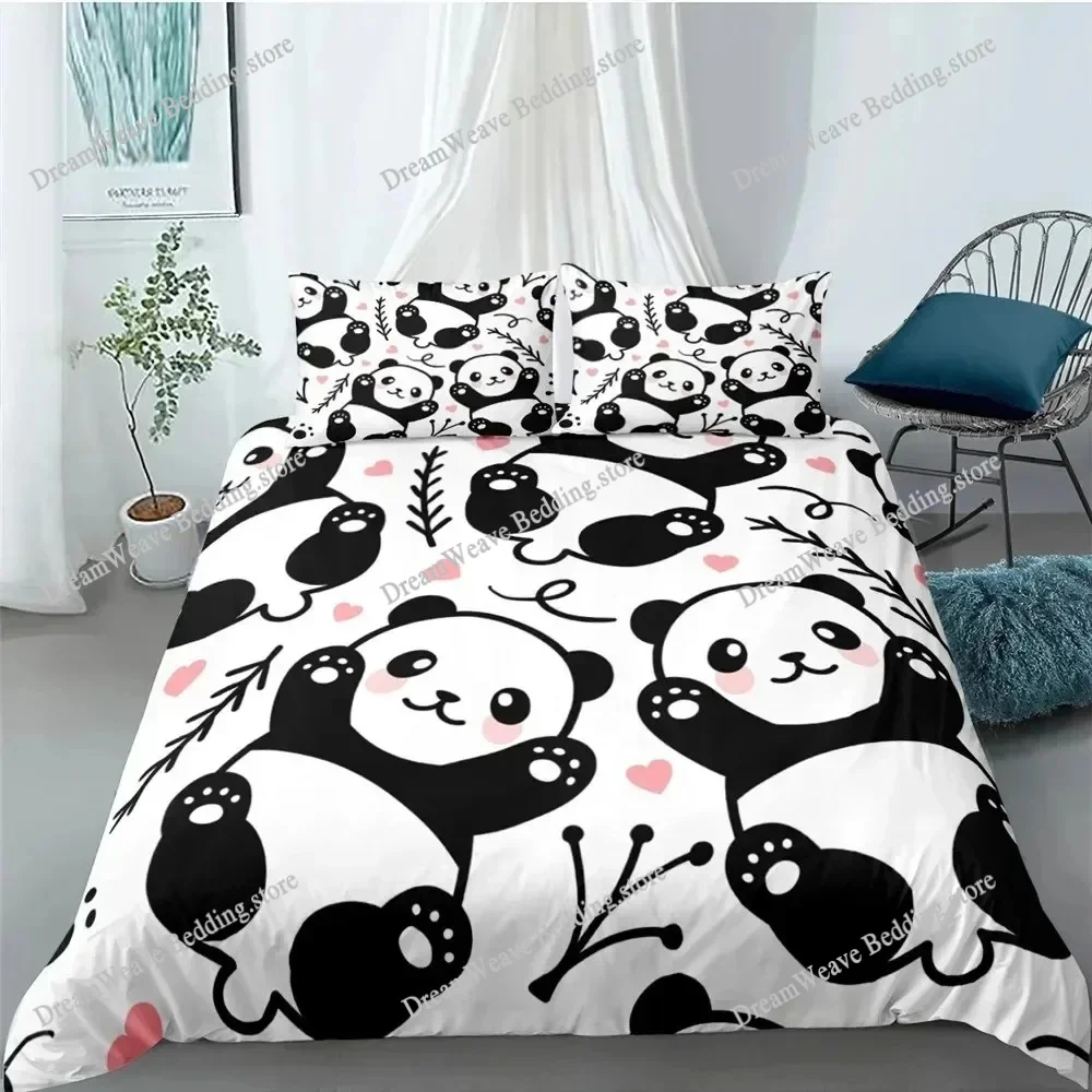 

Cartoon Cute Panda Polyester Bedding Sets Child Kids Covers Boys Bed Linen Set for Teens King Size Bedding Set Luxury Gift