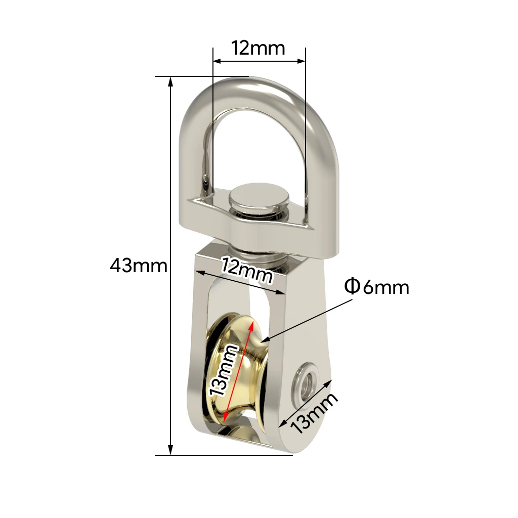 Polea De Metal de 43mm, bloque de corona de polea fija de aleación de Zinc y bloque de polea, Mini polea única DIY