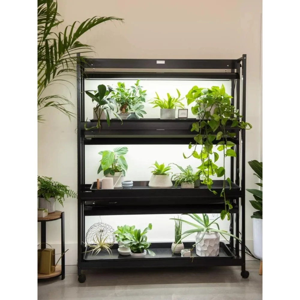 

Indoor Greenhouse Gardening 3-Tier Plant Stand with Three Watertight Shelf Trays | Ideal Bright 6500K Color LED Grow Light