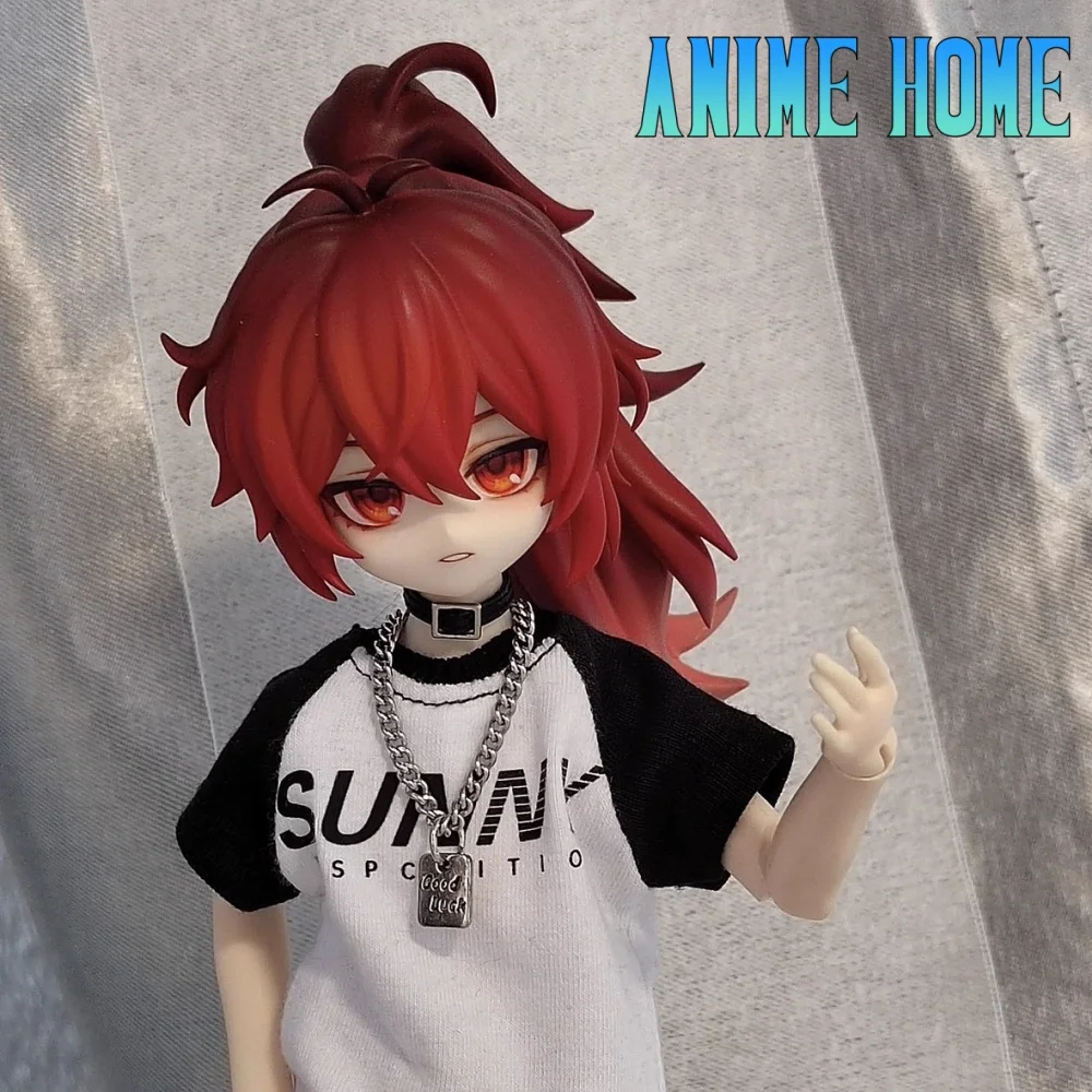 

Head Shell Game Genshin Impact Diluc Role Cos Handmade OB11 OB22 Hair Paint Detachable Toy Model Cosplay Gift