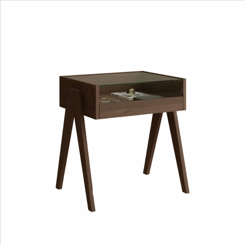 

Retro style jewelry glass display cabinet, log color ornament watch glasses Nakajima, jewelry collection display