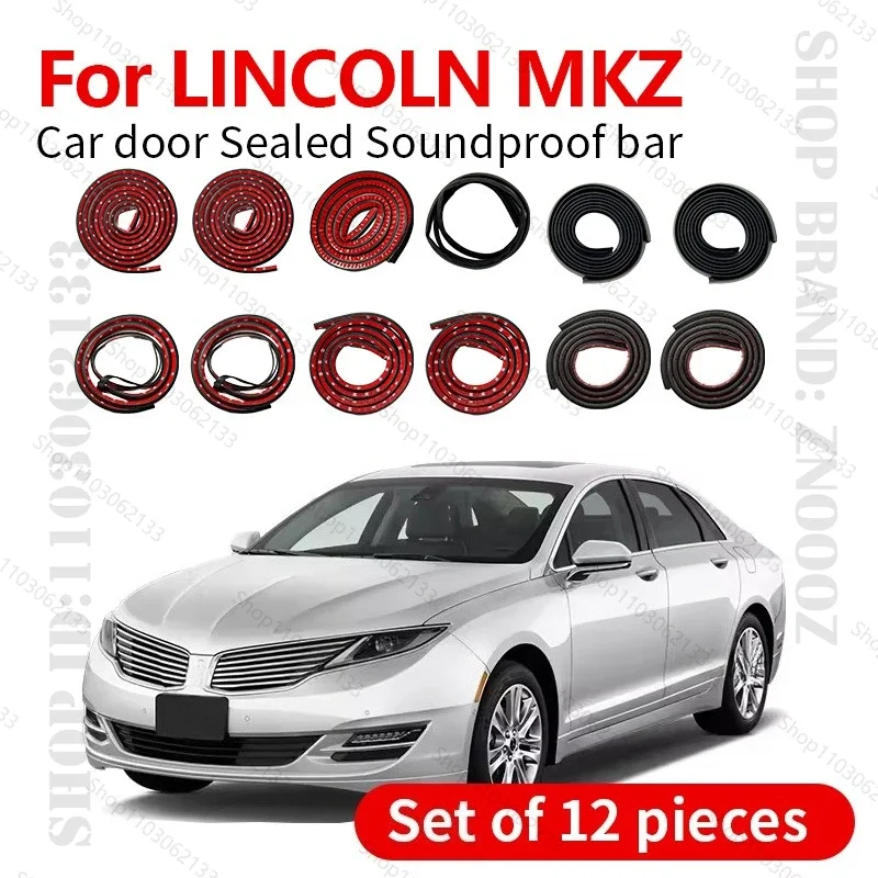 Car Door Seal Strip Rubber Double Layer Sealing Protector Soundproof Dustproof Seal Strip 12PCS Set  For 2005-2020 LINCOLN MKZ