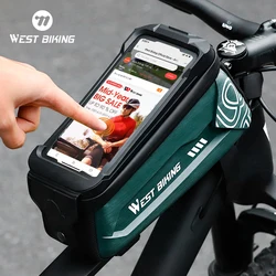 WEST BIKING 2.5L Bicycle Bag Waterproof Bike Frame Bag Touchscreen 7.0 inch Phone Case Cycling Bag MTB Road Bike Accessories