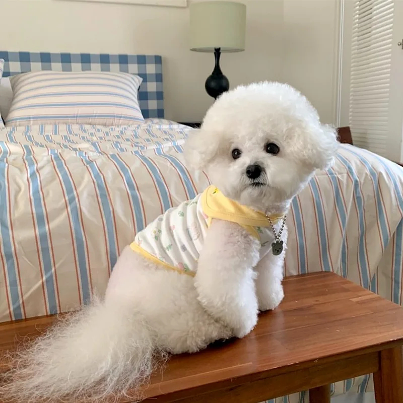

Flower Full Print Pet Dog Clothes Summer Thin Teddy Vest Bichon Frise Casual Pullover Pomeranian Couple's Clothing